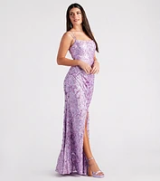 Violet Formal Glitter Sequin Mermaid Dress