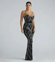 Mckenzie Formal Rhinestone Mesh Long Dress