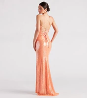 Ariella Formal High Slit Sequin Mermaid Dress