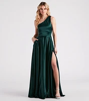 Katherine One-Shoulder Satin Formal Dress