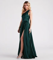 Katherine One-Shoulder Satin Formal Dress