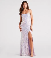 Jayleen Formal Sequin Lace-Up A-Line Dress