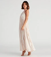 Kacey Formal Halter Pleated Long Dress