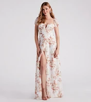 Sharon Formal Floral Chiffon A-Line Dress