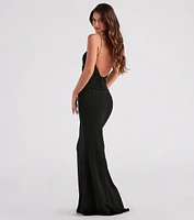 Maria Formal Glitter Open Back Mermaid Dress