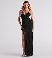 Jessica Formal Lace Slit Long Dress