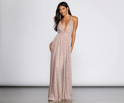 Haley Formal Shimmering Metallic Dress