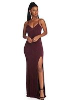 Ryleigh Formal High Slit Lurex Dress