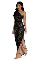 Nina Formal One Shoulder Lace Dress