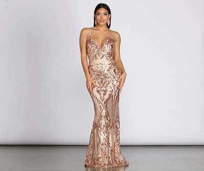 Julieanne Formal Sequin Scroll Dress