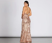 Julieanne Formal Sequin Scroll Dress