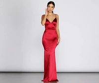 Aria Formal Satin Ruched Dress