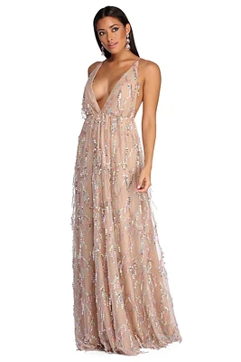 Marissa Formal Plunging Sequin Dress