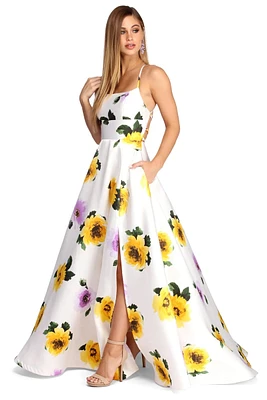 Amber Formal Floral Wrap Dress