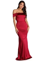 Elena Ruched Satin Gown