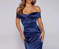 Nathalie Ruched Satin Dress