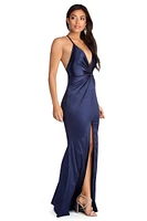 Ashley Formal Satin Knot Dress