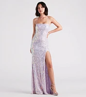 Edlyn Sequin Laceup Mermaid Formal Dress