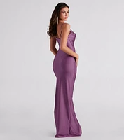 Melina Cowl Neck High Slit Formal Dress