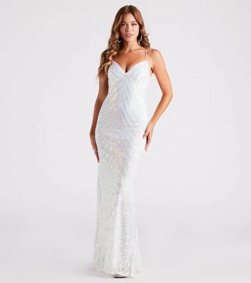 Petra Formal Iridescent Sequin Dress