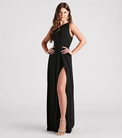 Melany Formal Dual Slit A-Line Dress