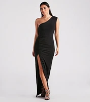 Elia Formal One Shoulder Slit Dress