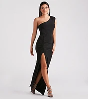 Elia Formal One Shoulder Slit Dress