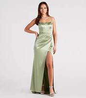 Kacey Formal Satin Corset Long Dress