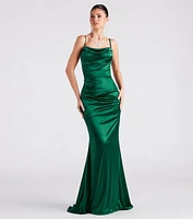 Marley Formal Satin Cowl Neck Mermaid Dress