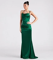 Marley Formal Satin Cowl Neck Mermaid Dress