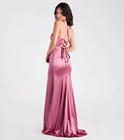 Cassie Formal Satin Lace-Up Mermaid Dress