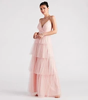 Tyra Formal Tulle Tiered A-Line Dress