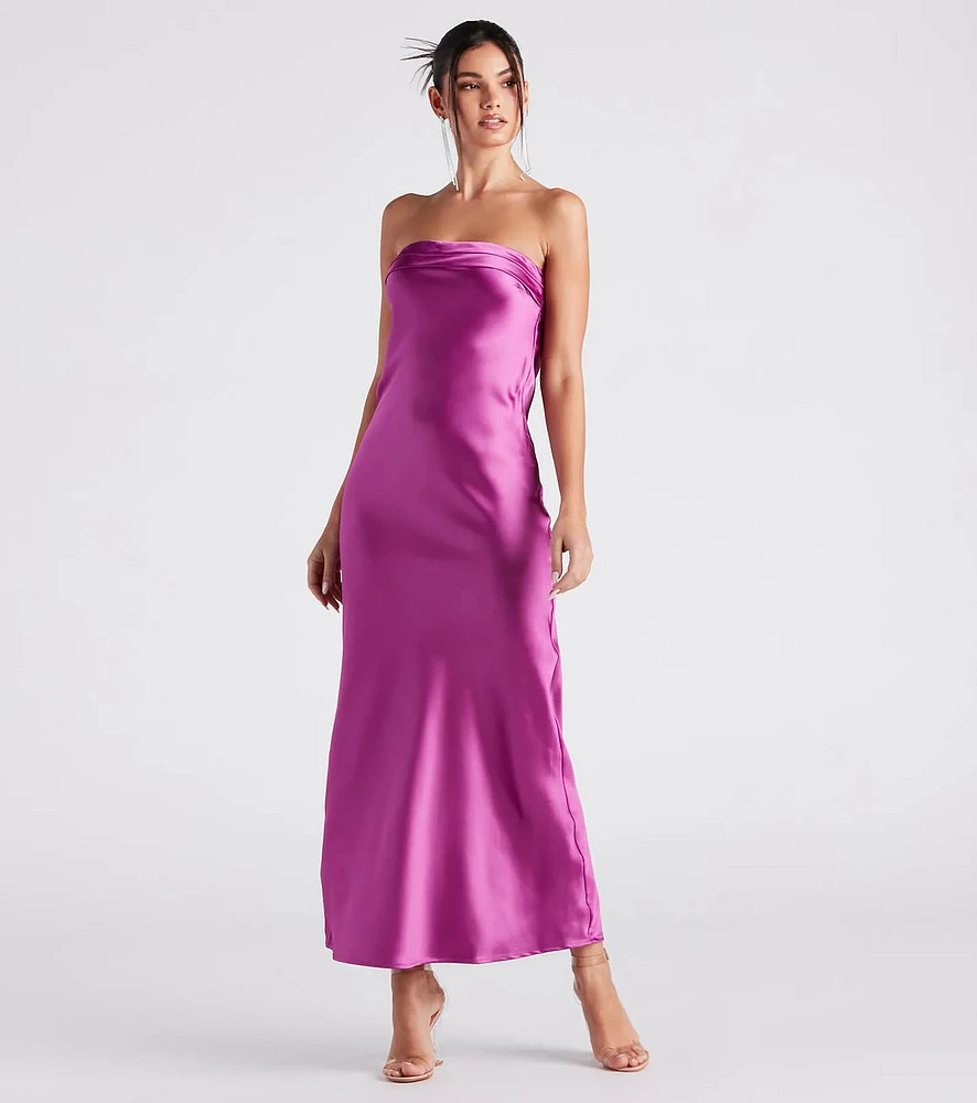 Jaylee Strapless Satin Formal Dress