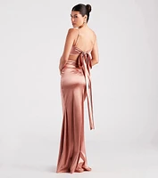 Laurel Formal Satin Tie-Back Mermaid Dress