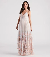 Parker Formal Butterfly Embroidered A-Line Dress