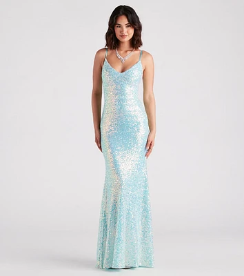 Harmony Formal Iridescent Sequin Mermaid Dress