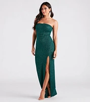 Trisha Formal Glitter Strapless Long Dress