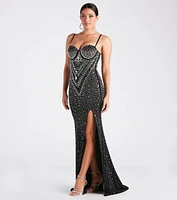 Candice Formal Rhinestone A-Line Long Dress