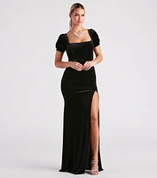 Claudia Formal Velvet Slit Mermaid Dress