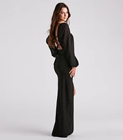 Penny Formal Crepe Lace-Up Slit Dress