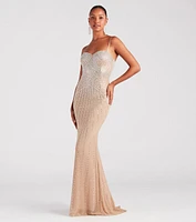 Tori Formal Rhinestone Mermaid Long Dress