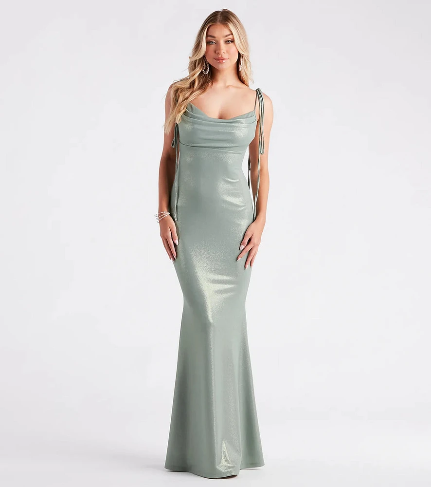 Presley Formal Foiled Metallic Mermaid Dress