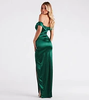 Klaudia Formal Satin Off The Shoulder Dress