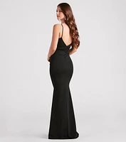 Cecelia Formal Crepe Plunge Mermaid Dress