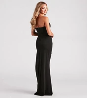 Alayna Formal Crepe Lace Slit Long Dress