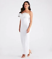 Olivia Formal Marabou Feather Bandage Dress