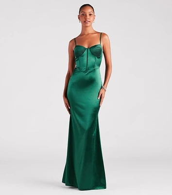 Jaycee Formal Satin Corset Mermaid Dress