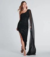 Lizzie Formal Rhinestone Dress With Chiffon Sash