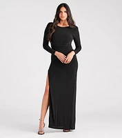 Maddox Formal Open Back Long Sleeve Dress