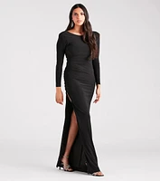 Maddox Formal Open Back Long Sleeve Dress